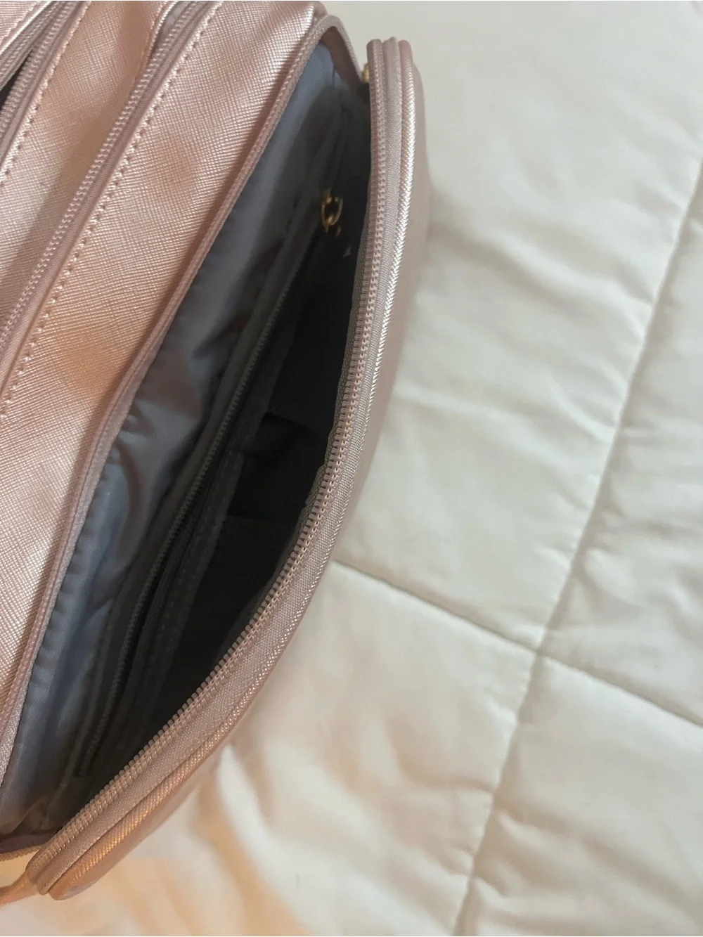 Blush Pink Double-Zip Cosmetic Train Case